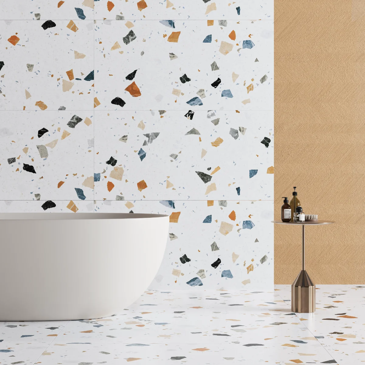 Gresie Mozaic Exterior / Interior Stracciatella White 60 x 60 Cm Mata Antiderapanta Portelanata Rectificata