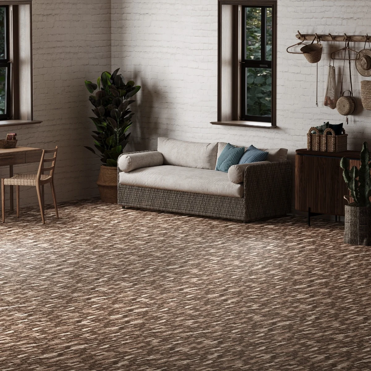 Gresie Exterior / Interior Antiderapanta Piga Brown 30 X 60 Cm Mata Portelanata Tip Piatra