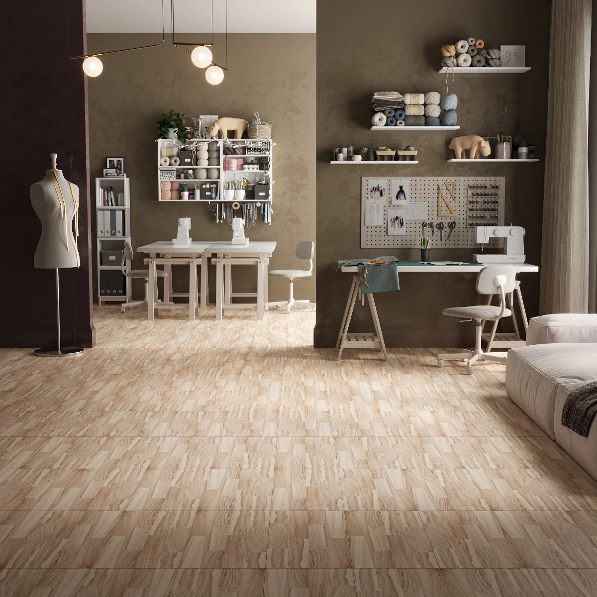 Gresie Tip Parchet Exterior / Interior Lamine Cream 30 x 60 cm Mata Portelanata