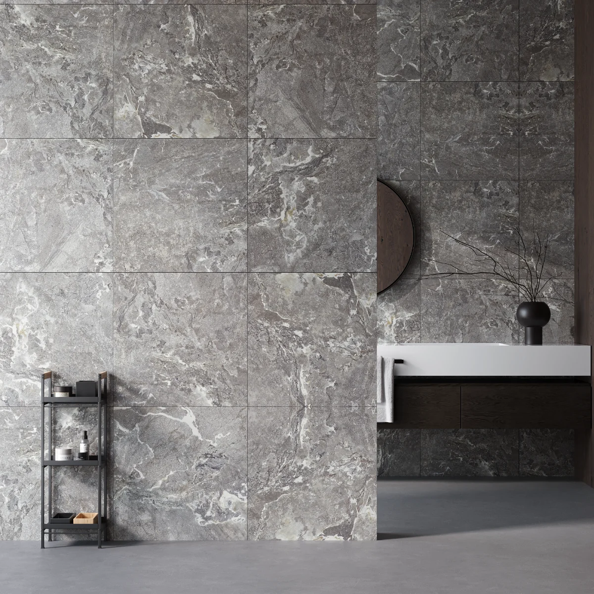 Gresie Antiderapanta Exterior / Interior Snake Stone Grey 60 x 60 cm Mata Portelanata Rectificata Aspect Ciment