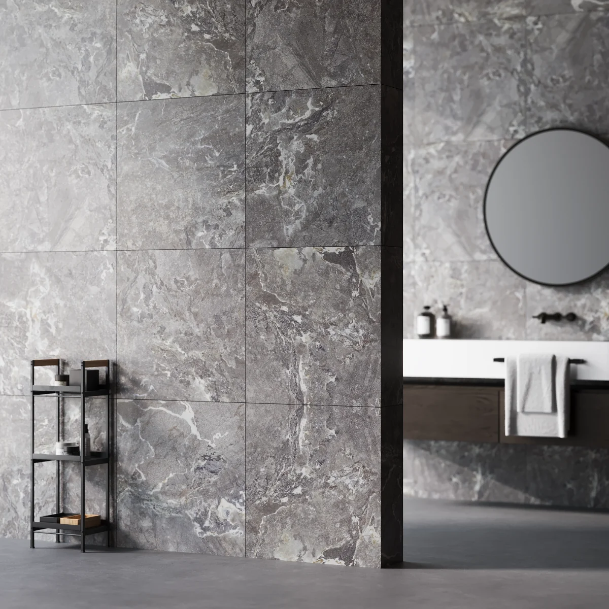 Gresie Antiderapanta Exterior / Interior Snake Stone Grey 60 x 60 cm Mata Portelanata Rectificata Aspect Ciment