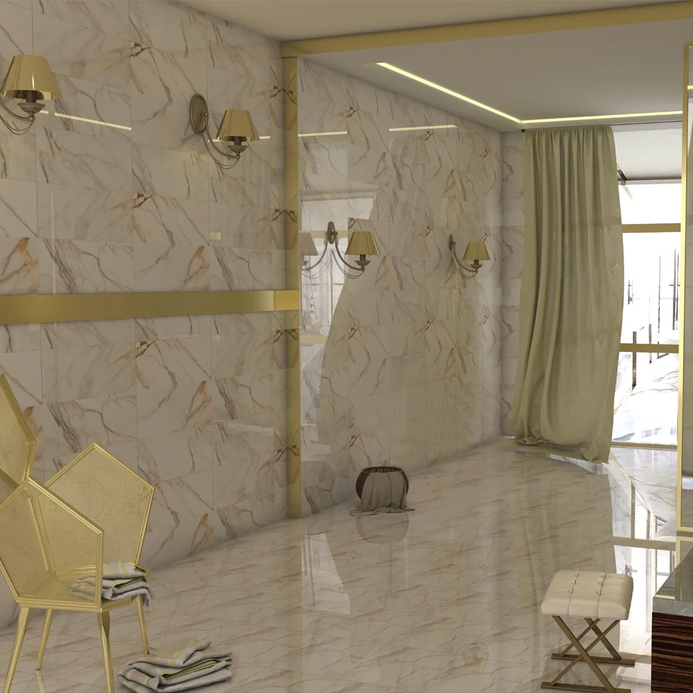 Gresie Interior Alaska Beige 42 x 42 cm Lucioasa Tip Marmura