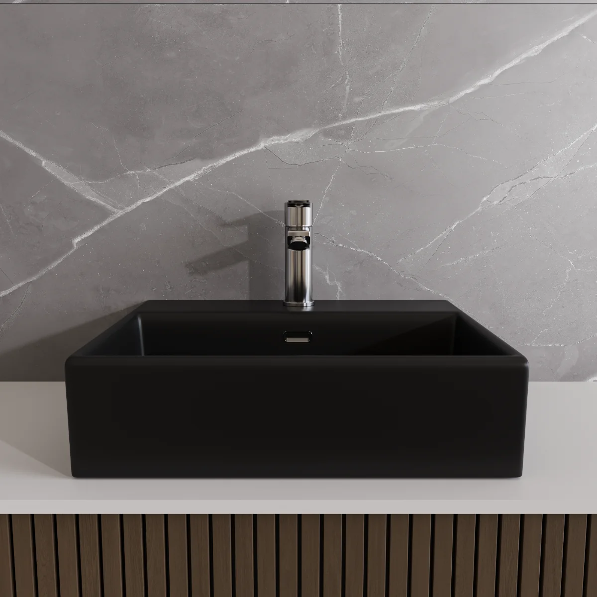 Lavoar Pe Blat Celesta Urban 50 50x42x14 Cm Orificiu Baterie Ceramica Negru Mat