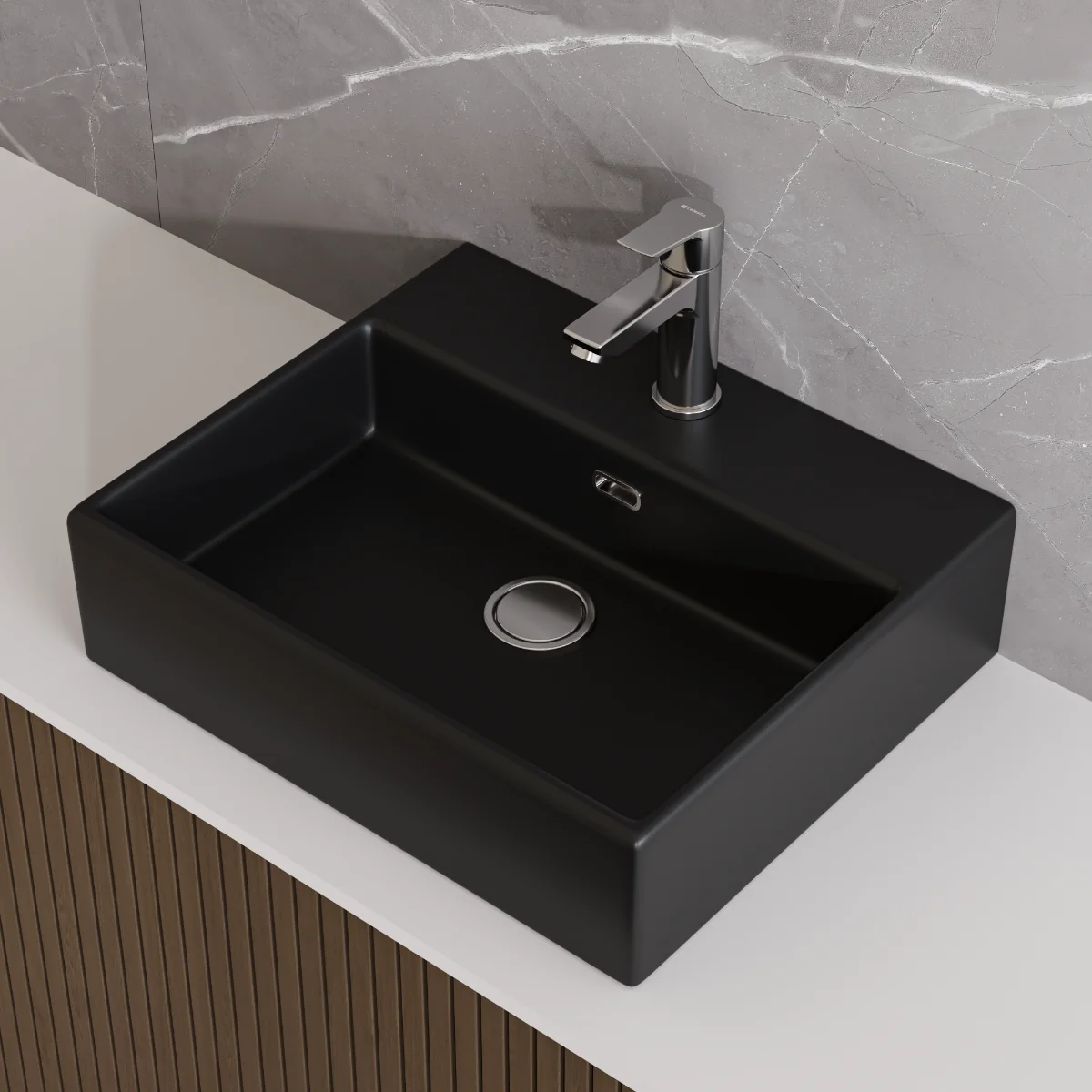 Lavoar Pe Blat Celesta Urban 50 50x42x14 Cm Orificiu Baterie Ceramica Negru Mat