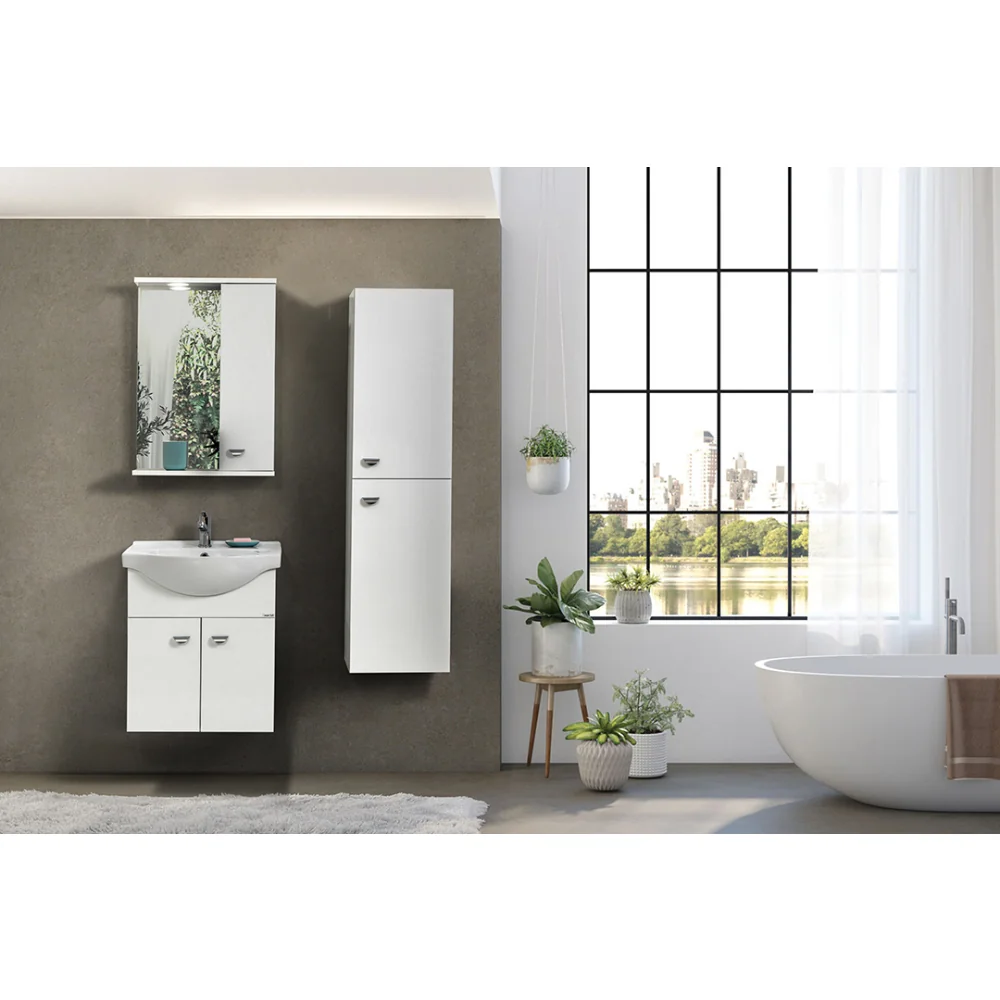 Dulap Baie Suspendat Ukra Alb 35x140 Cm