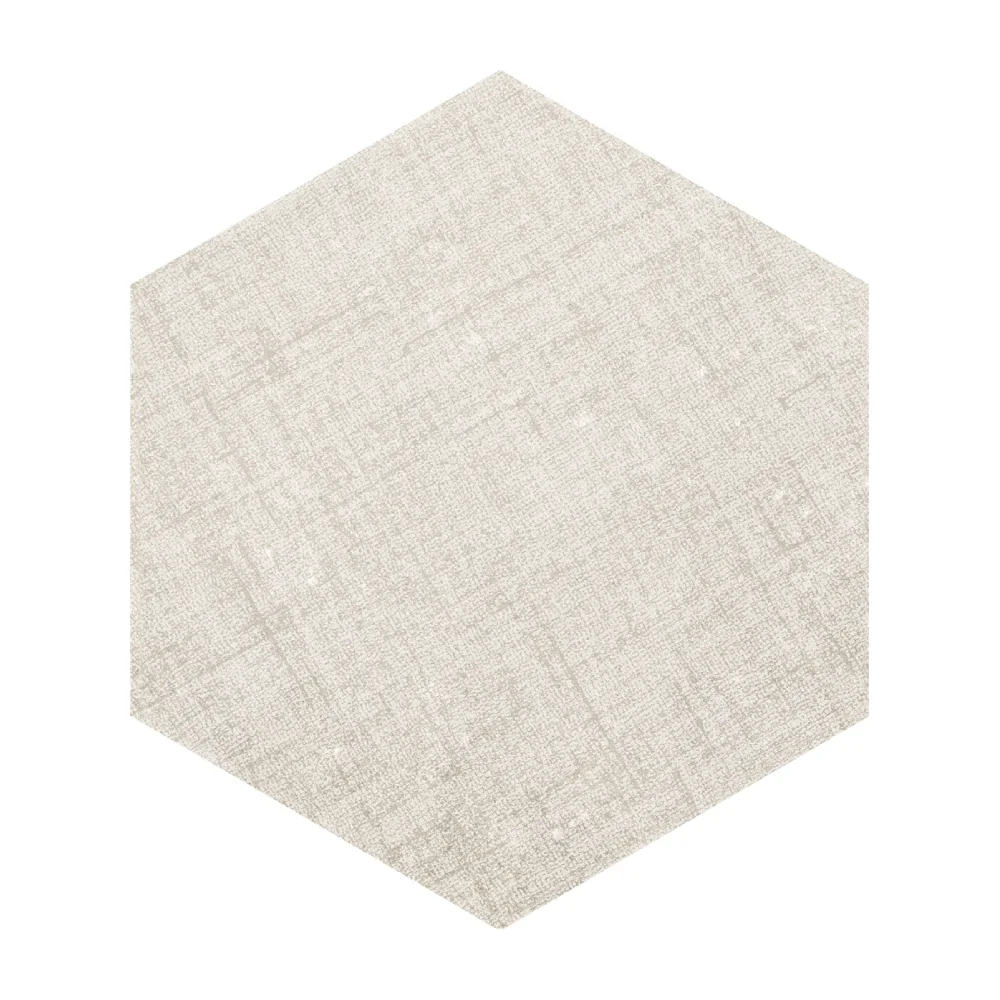 Gresie Hexagonală Exterior / Interior Fabric Ivory 21.5 x 25 cm Mată Porțelanată Aspect Ciment
