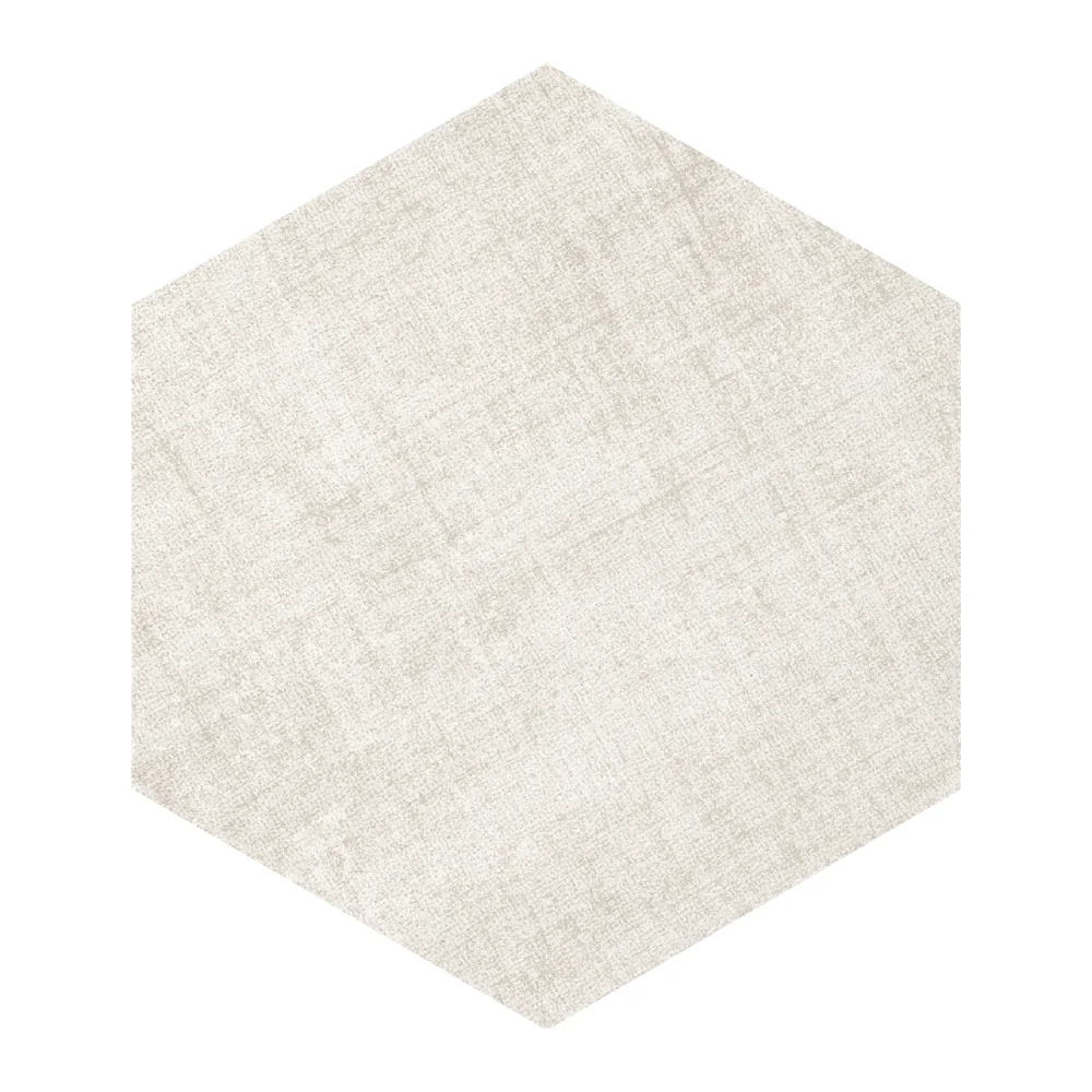 Gresie Hexagonală Exterior / Interior Fabric Ivory 21.5 x 25 cm Mată Porțelanată Aspect Ciment