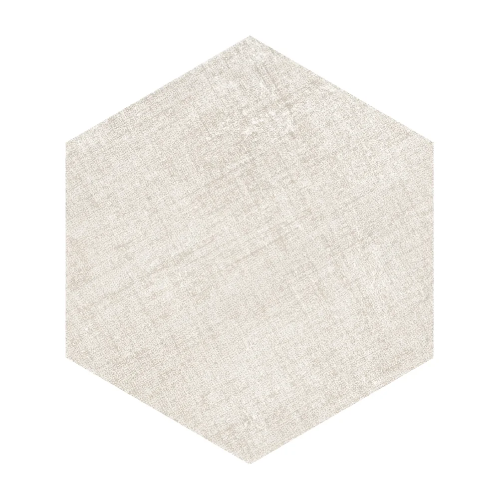 Gresie Hexagonală Exterior / Interior Fabric Ivory 21.5 x 25 cm Mată Porțelanată Aspect Ciment