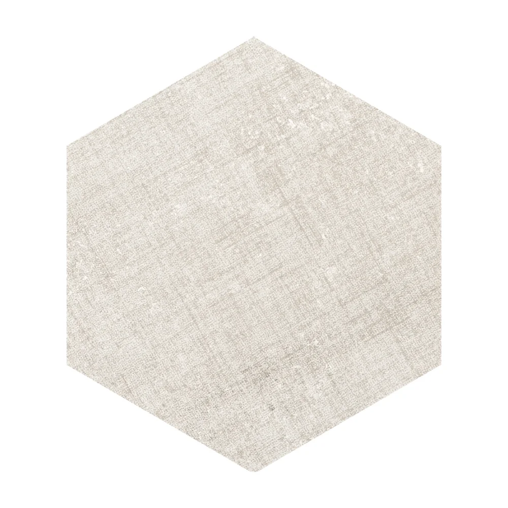 Gresie Hexagonală Exterior / Interior Fabric Ivory 21.5 x 25 cm Mată Porțelanată Aspect Ciment