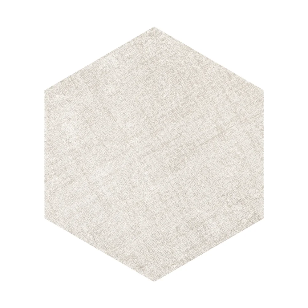 Gresie Hexagonală Exterior / Interior Fabric Ivory 21.5 x 25 cm Mată Porțelanată Aspect Ciment