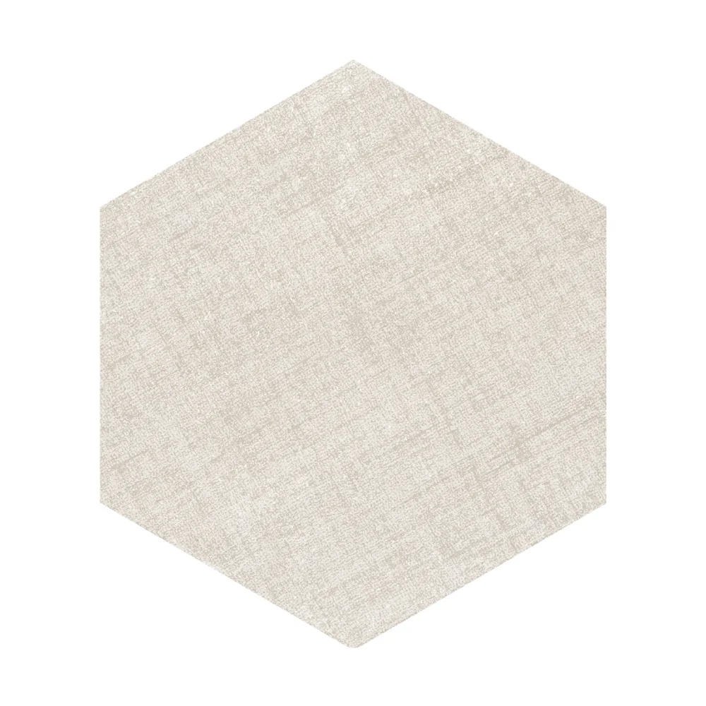 Gresie Hexagonală Exterior / Interior Fabric Ivory 21.5 x 25 cm Mată Porțelanată Aspect Ciment
