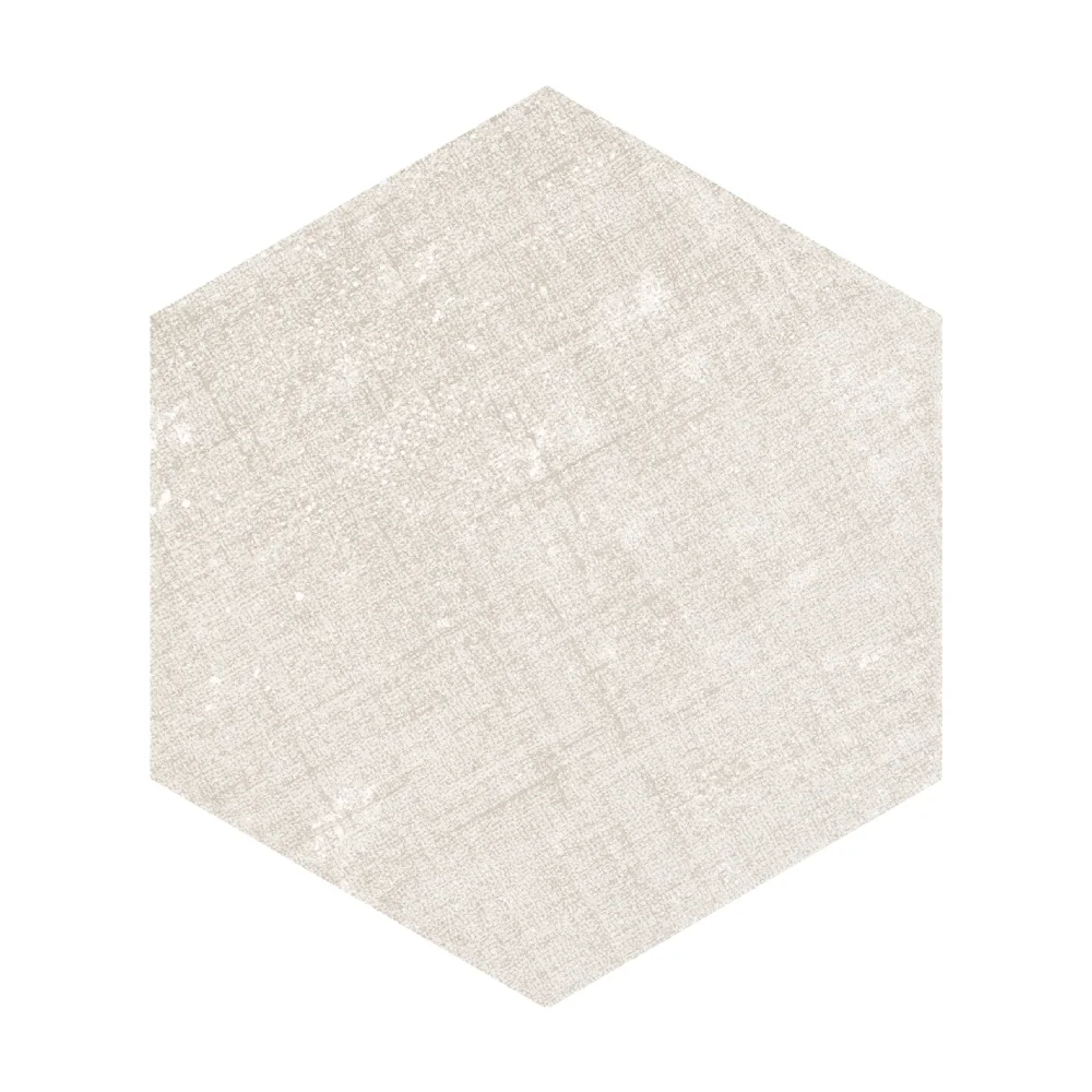 Gresie Hexagonală Exterior / Interior Fabric Ivory 21.5 x 25 cm Mată Porțelanată Aspect Ciment