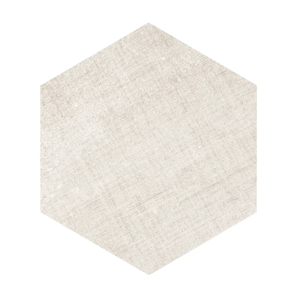 Gresie Hexagonală Exterior / Interior Fabric Ivory 21.5 x 25 cm Mată Porțelanată Aspect Ciment