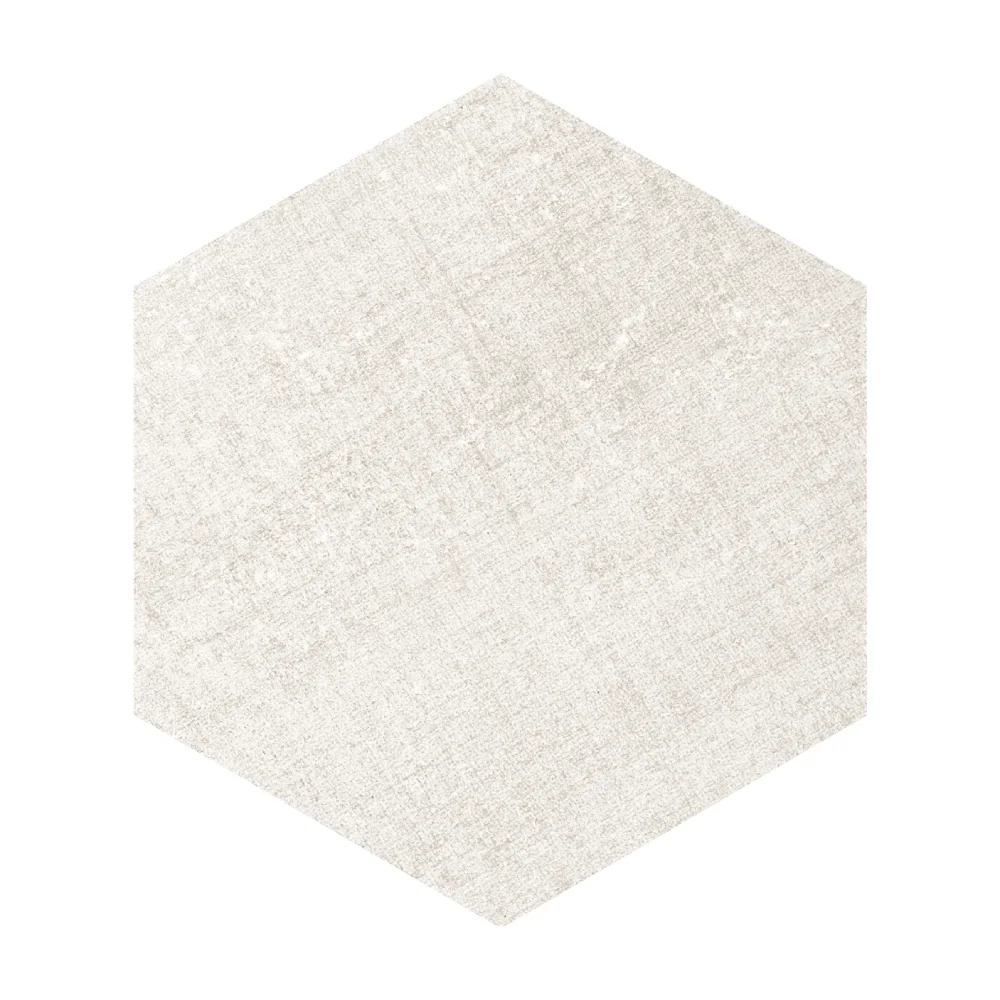 Gresie Hexagonală Exterior / Interior Fabric Ivory 21.5 x 25 cm Mată Porțelanată Aspect Ciment