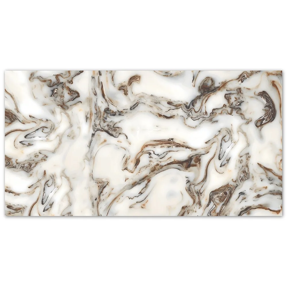 Gresie Exterior / Interior Portelanata River Brown 80 x 160 cm Lucioasa Rectificata Tip Marmura