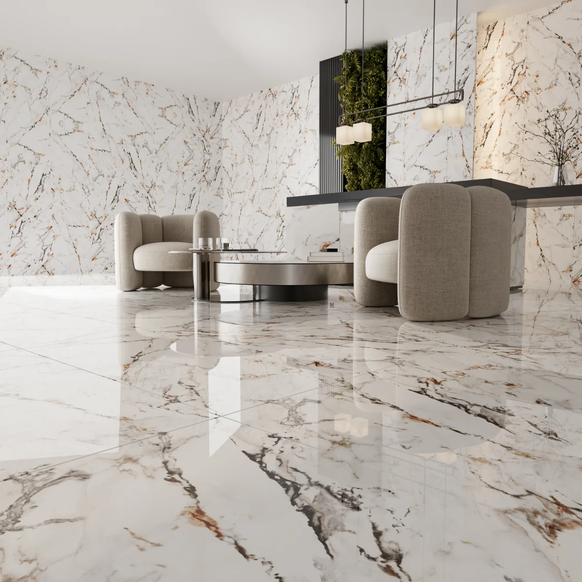 Gresie Exterior / Interior Portelanata Arbestaro Gold 60 x 120 Cm Lucioasa Rectificata Tip Marmura