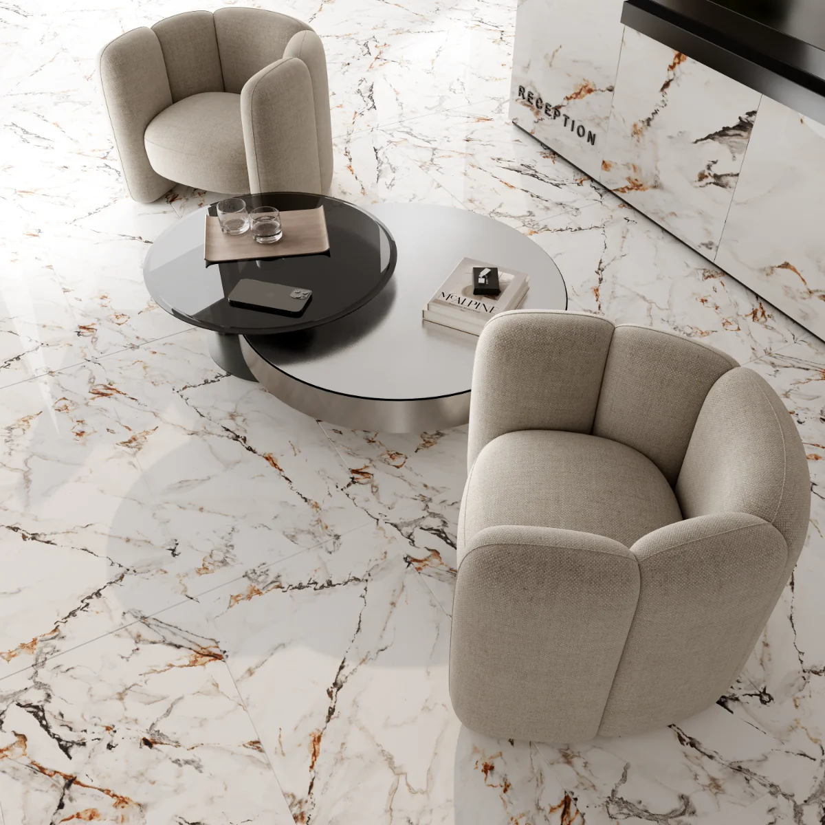 Gresie Exterior / Interior Portelanata Arbestaro Gold 60 x 120 Cm Lucioasa Rectificata Tip Marmura