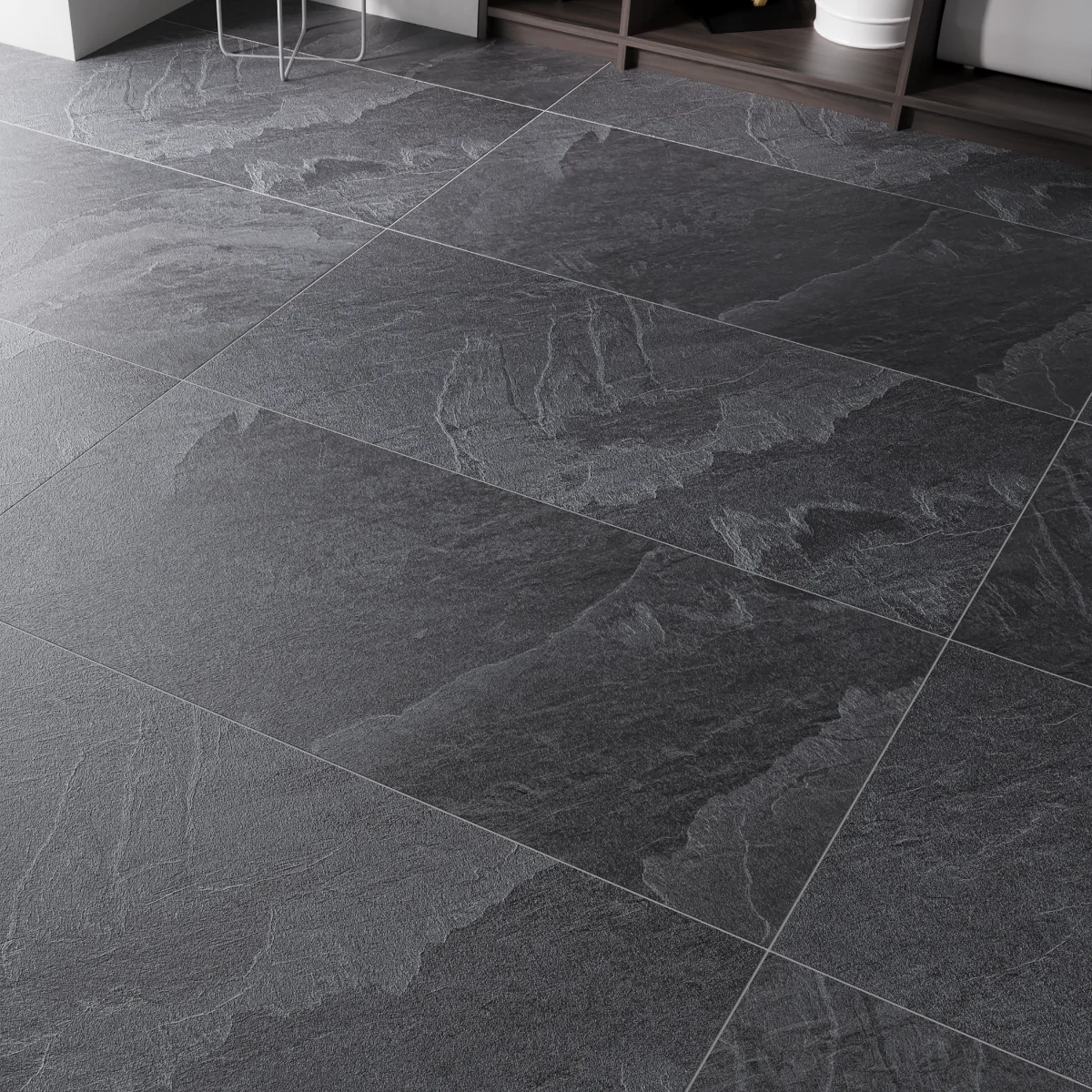 Gresie Exterior / Interior Porțelanată Stone Austin Nero 60 x 120 cm Mată Rectificată Tip Piatră Naturală