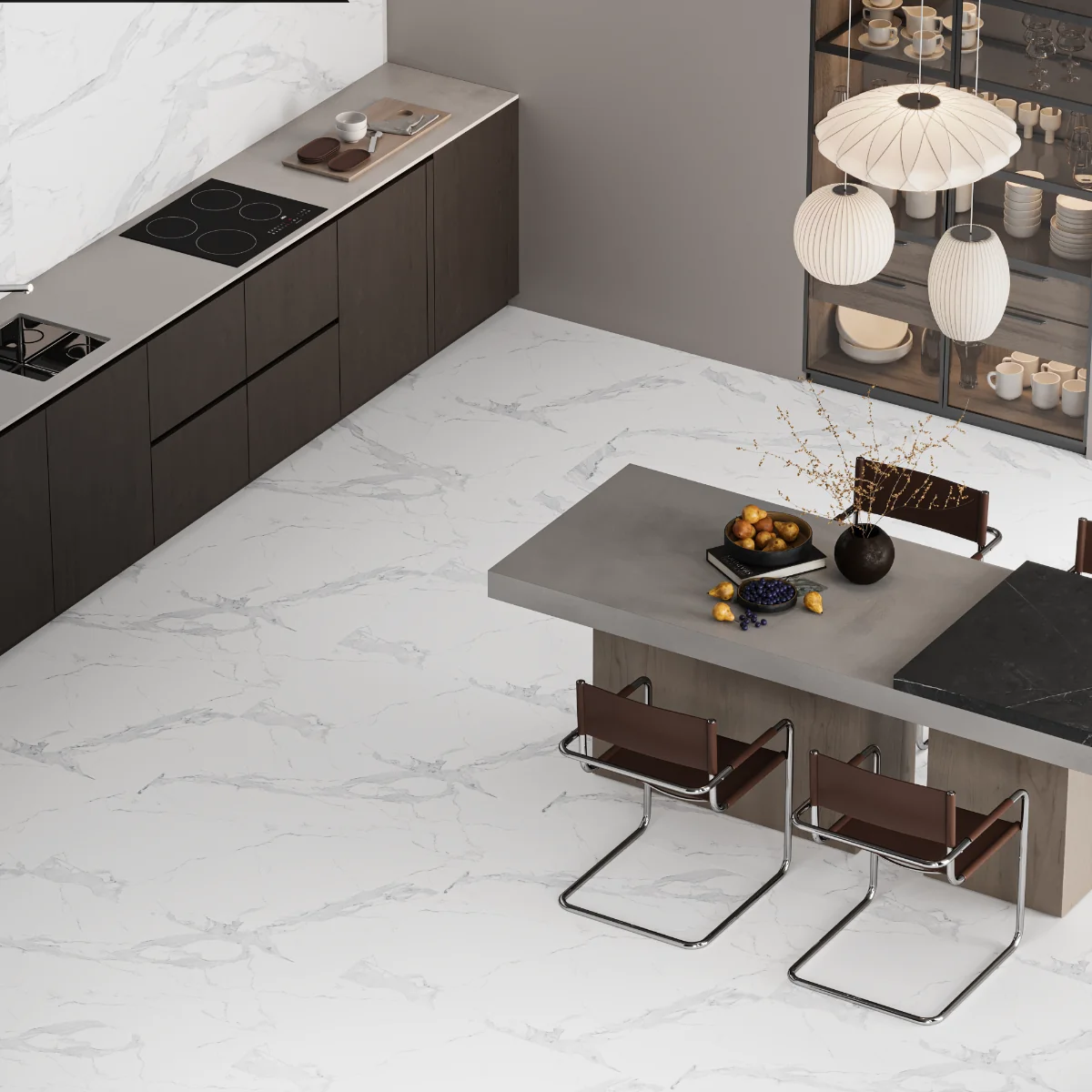 Gresie Antiderapanta Exterior / Interior Avenzo Silver 60 x 120 Cm Mata Portelanata Rectificata Tip Marmura