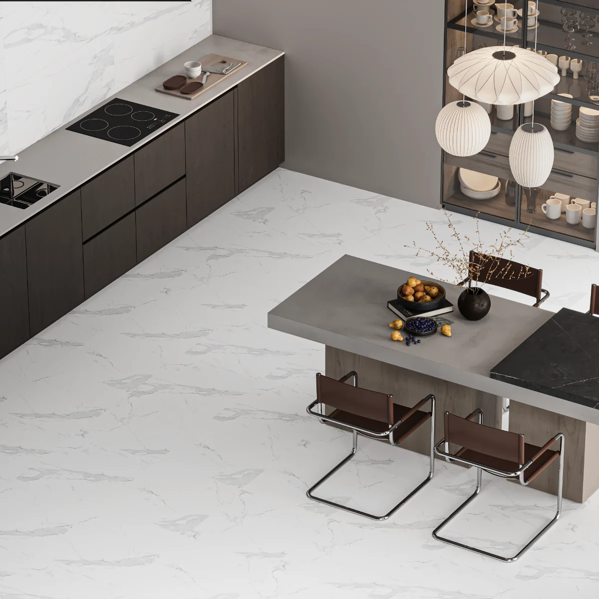 Gresie Antiderapanta Exterior / Interior Avenzo Silver 60 x 60 cm Mata Portelanata Rectificata Tip Marmura