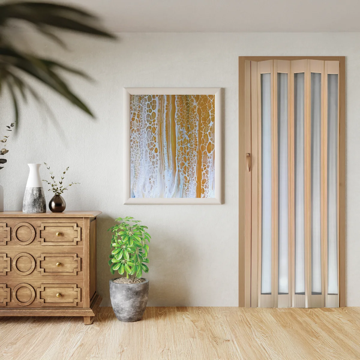 Usa Plianta Interior Cu Geam 1/1 Prestij Din PVC Pin 850/2030 mm