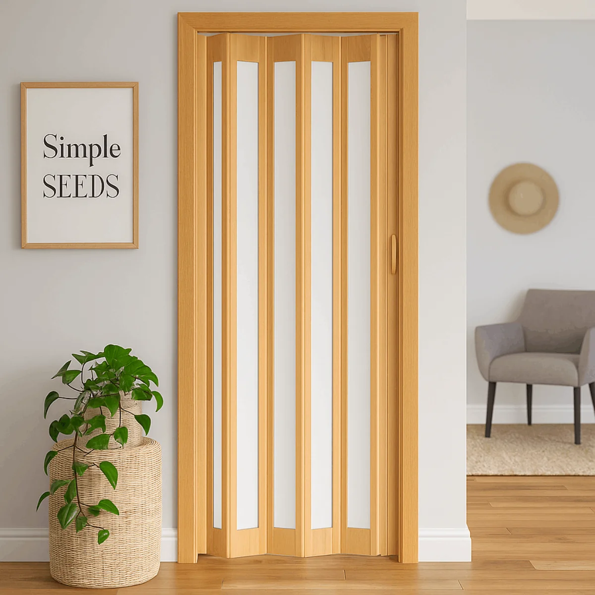 Usa Plianta Interior cu Geam 1/1 Prestij din PVC Stejar 850/2030 mm