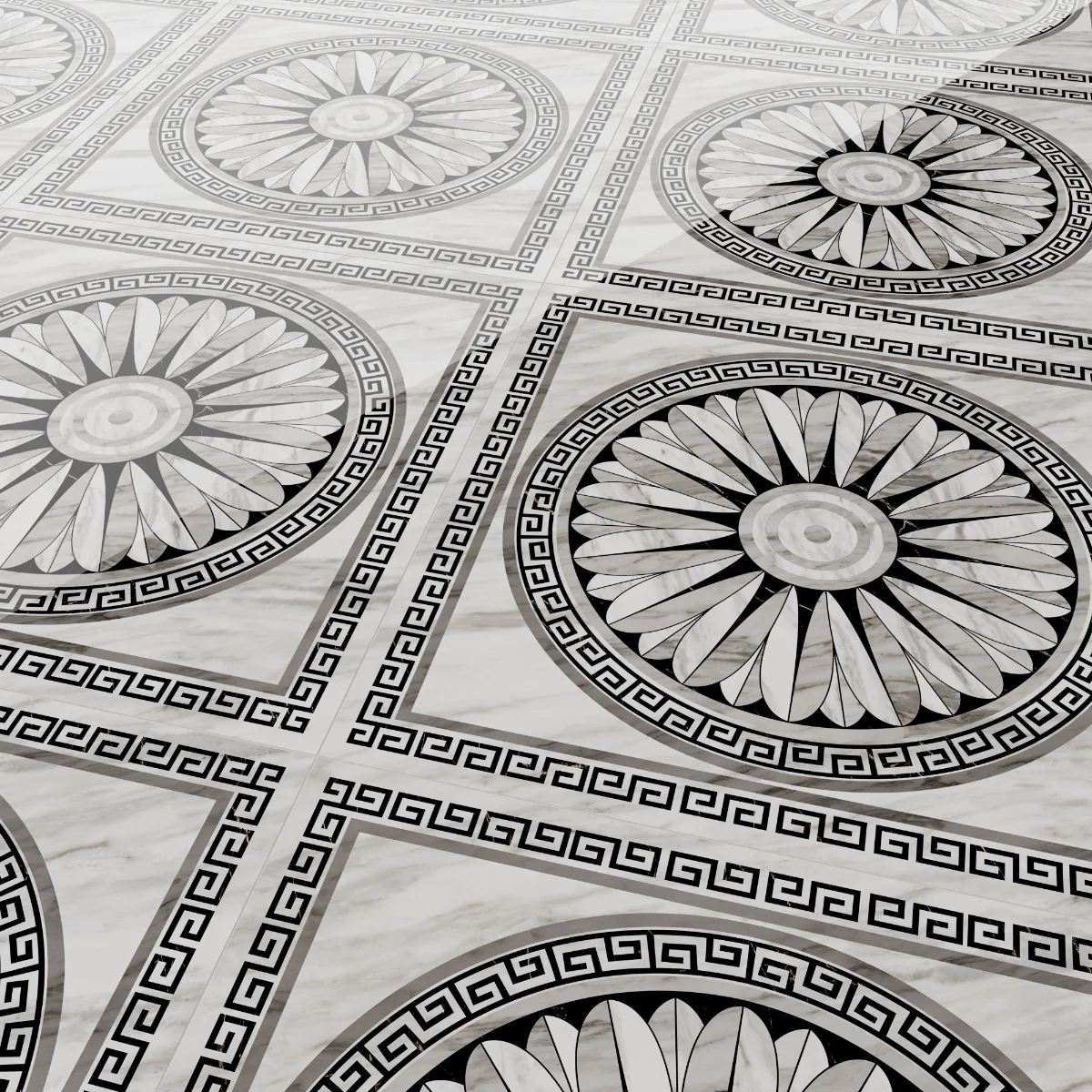 Gresie Portelanata Exterior / Interior Carrara Decor Grey 60 x 60 cm Lucioasa