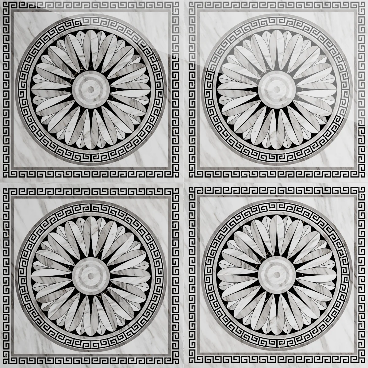 Gresie Portelanata Exterior / Interior Carrara Decor Grey 60 x 60 cm Lucioasa