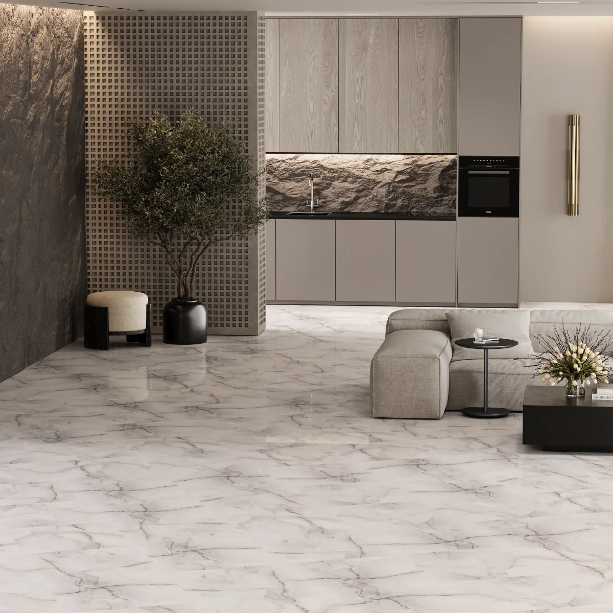 Gresie Portelanata Exterior / Interior Anti Sky Gold 60 x 60 cm Lucioasa Rectificata Tip Marmura