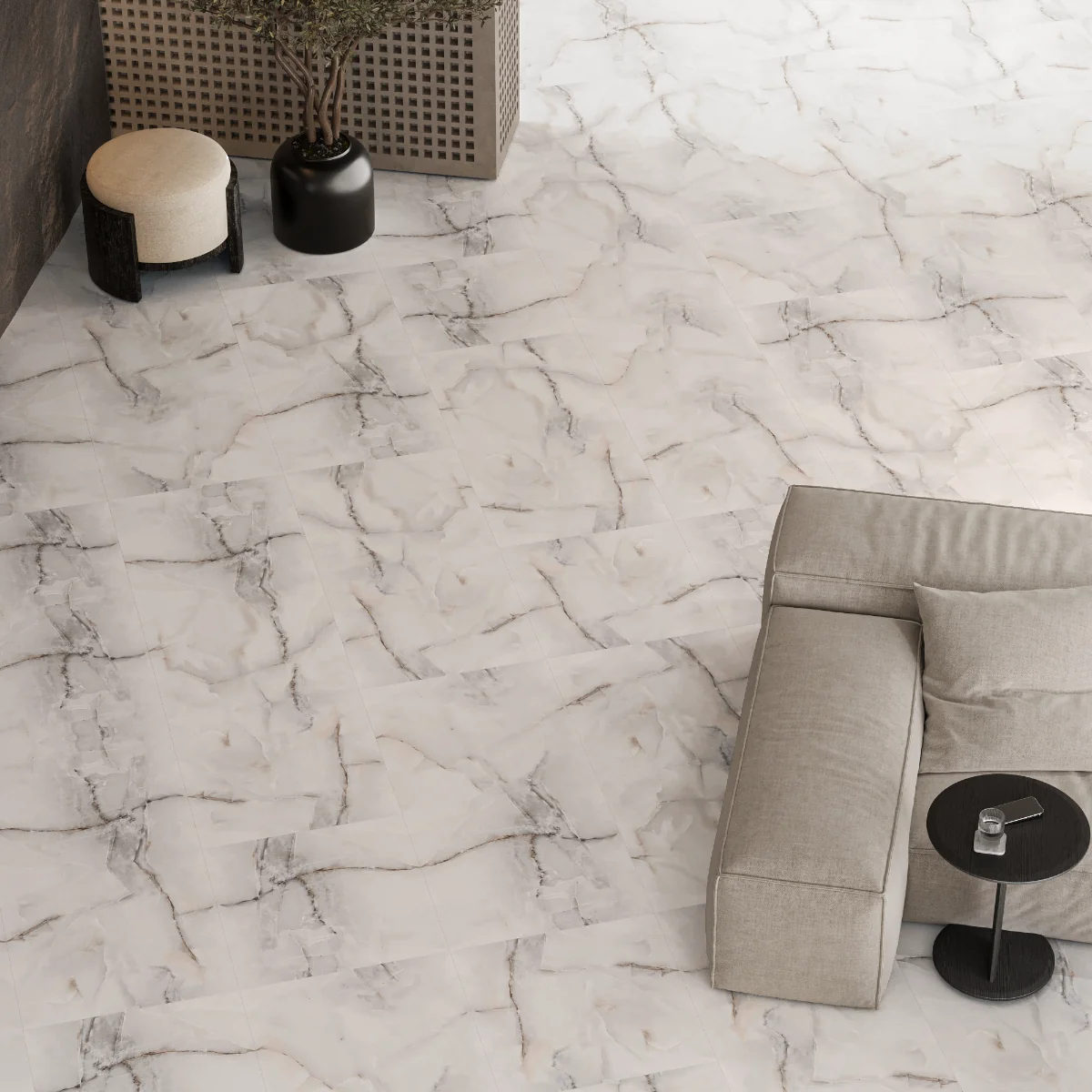 Gresie Portelanata Exterior / Interior Anti Sky Gold 60 x 60 cm Lucioasa Rectificata Tip Marmura