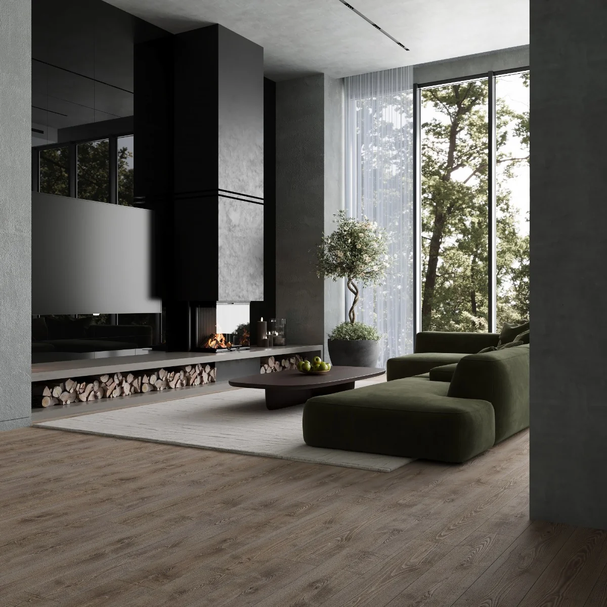 Gresie Exterior / Interior Portelanata Super Black 60 X 120 Cm Lucioasa Rectificata