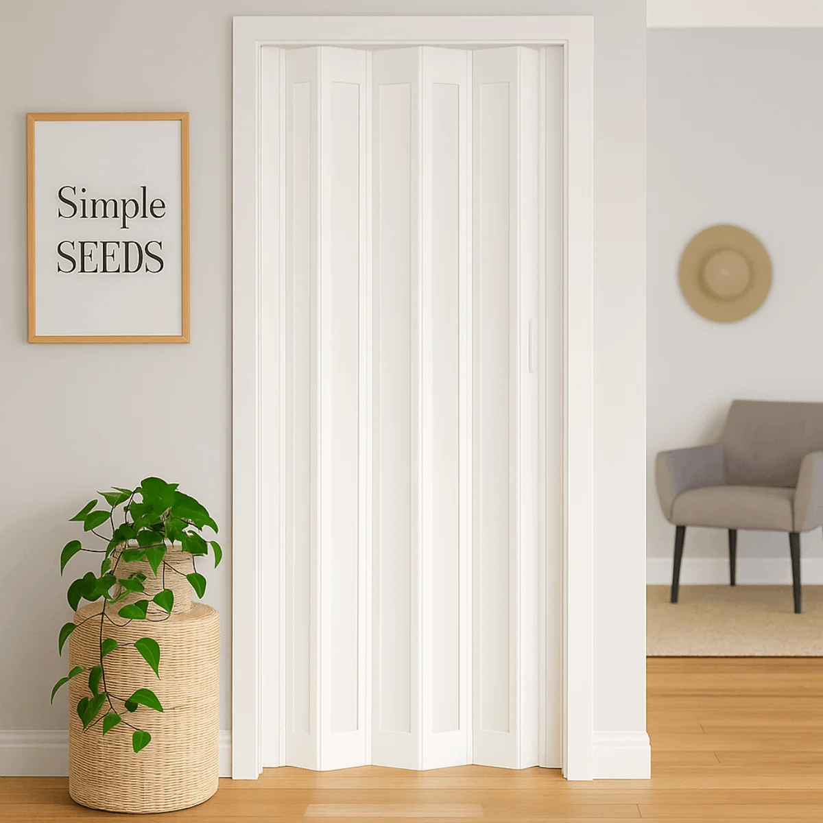 Usa Plianta Interior Cu Geam 1/1 Prestij Din PVC Alb Marmorat 850/2030 mm