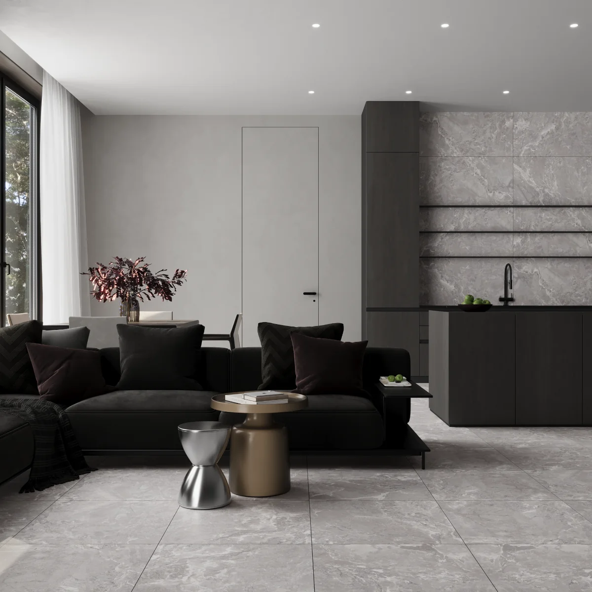 Gresie Antiderapanta Exterior/Interior Snake Stone Silver 60 x 120 cm Mata Portelanata Rectificata Aspect Ciment