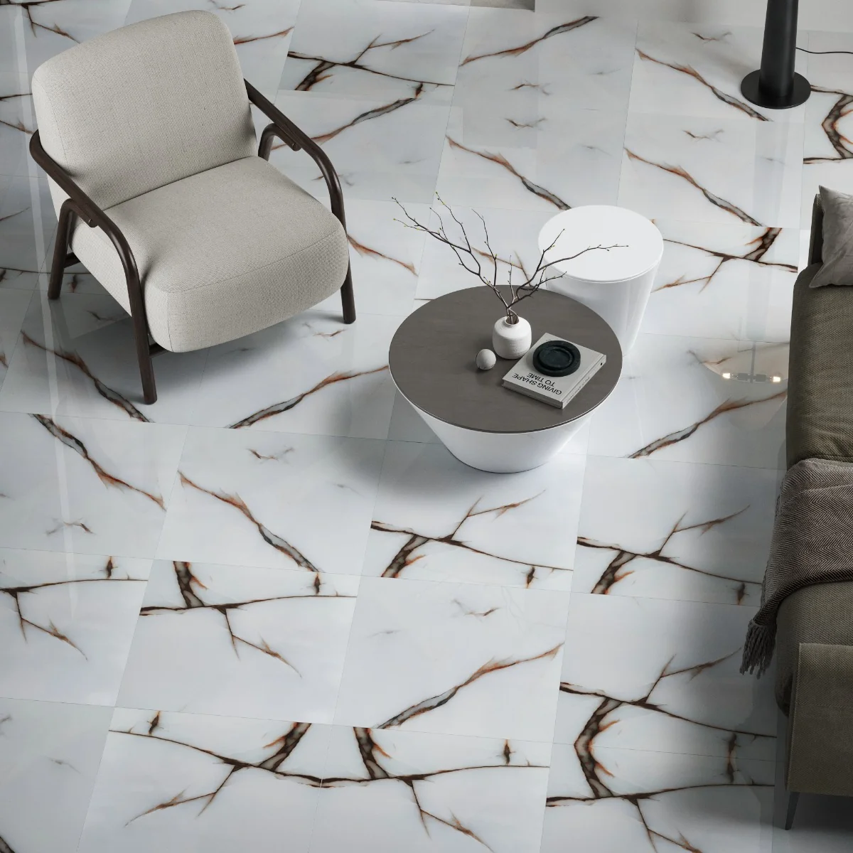 Gresie Interior Stark Beige 61 x 61 cm Lucioasa Tip Marmura