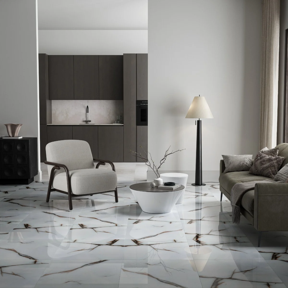 Gresie Interior Stark Beige 61 x 61 cm Lucioasa Tip Marmura