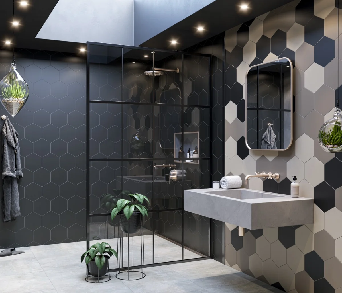 Gresie Hexagonala Exterior / Interior Solid Basic Grey 21.5 x 25 Cm Mata Portelanata