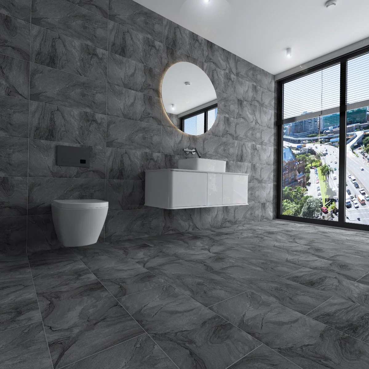 Gresie Exterior / Interior Antiderapantă Arena Black 30 x 60 cm Mată Porțelanată Tip Piatră Naturală