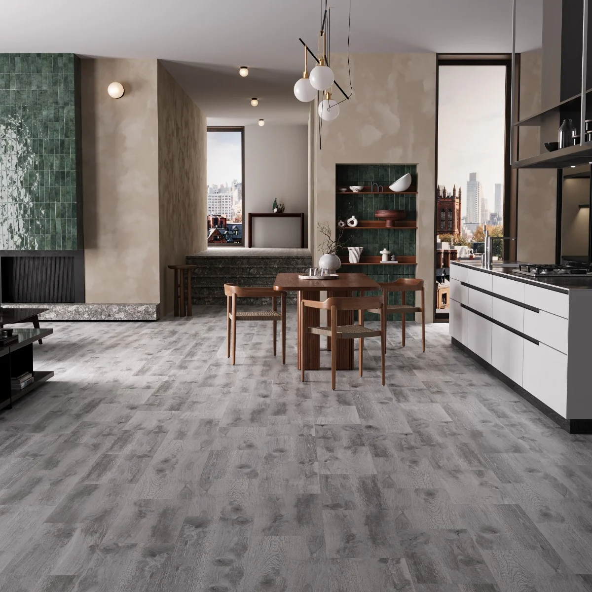 Gresie Tip Parchet Exterior/Interior Wood Grey 30 x 60 cm Mata Portelanata