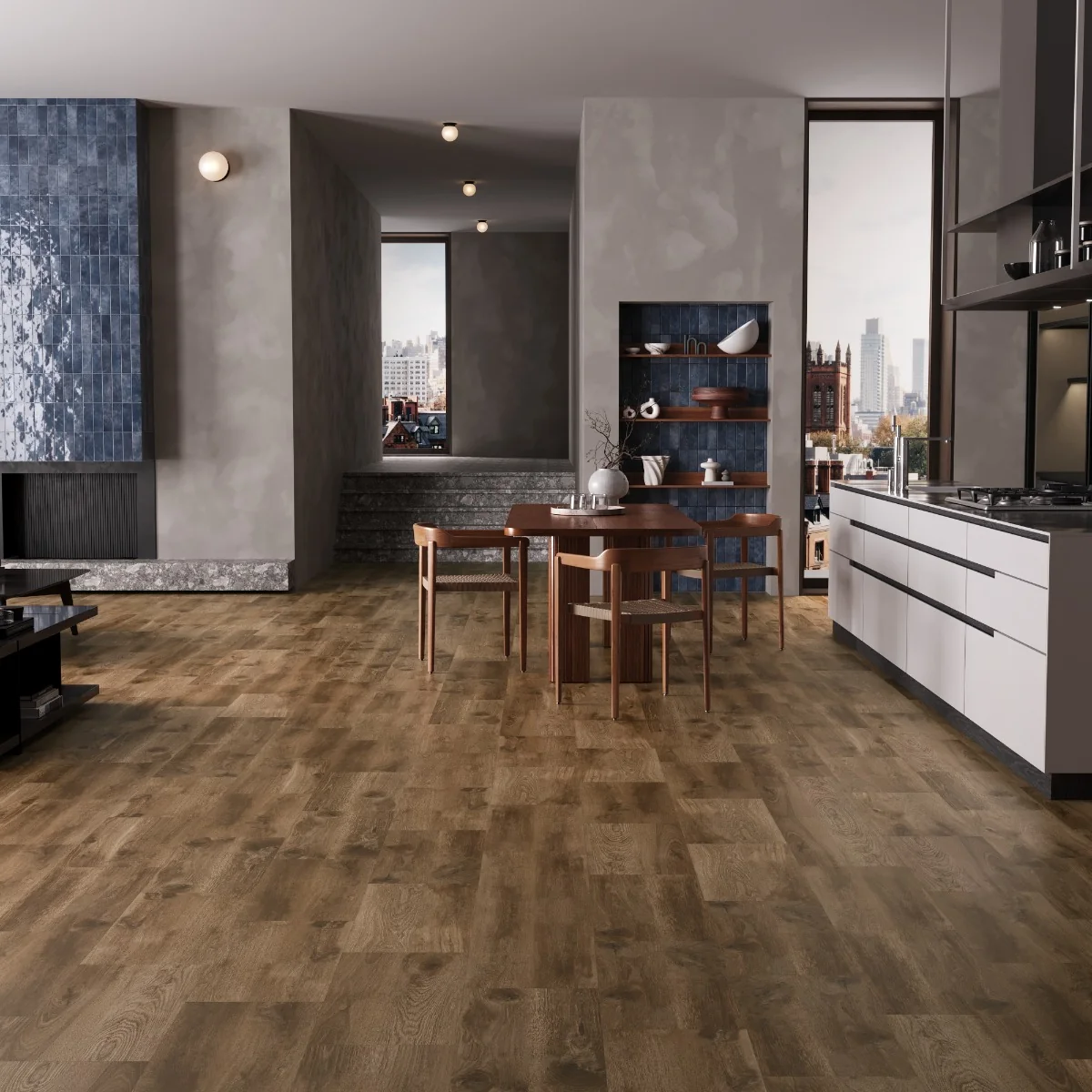 Gresie Tip Parchet Exterior / Interior Wood Walnut 30 x 60 cm Mata Portelanata