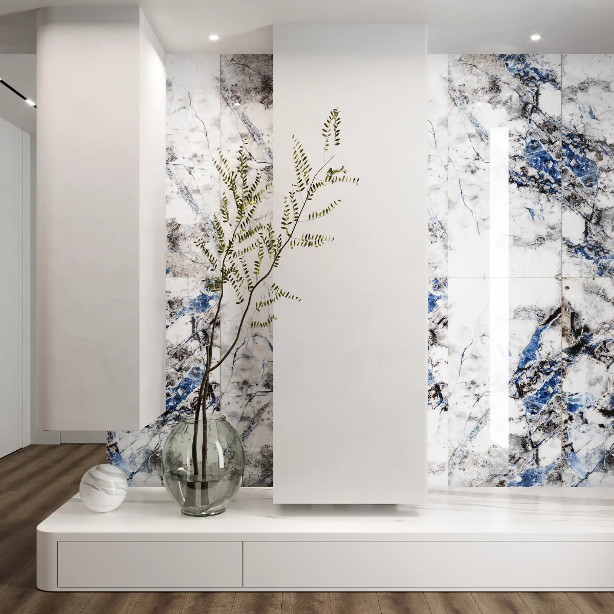 Gresie Exterior / Interior Portelanata Lolite White 60 x 120 cm Lucioasa Rectificata Tip Marmura