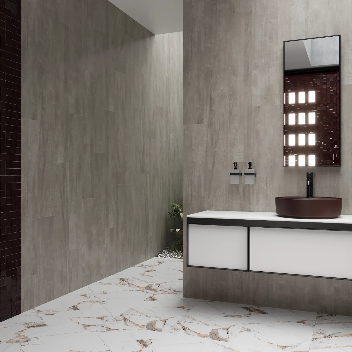 Gresie Tip Parchet Exterior / Interior Forest Silver 20 x 120 cm Mata Portelanata Rectificata