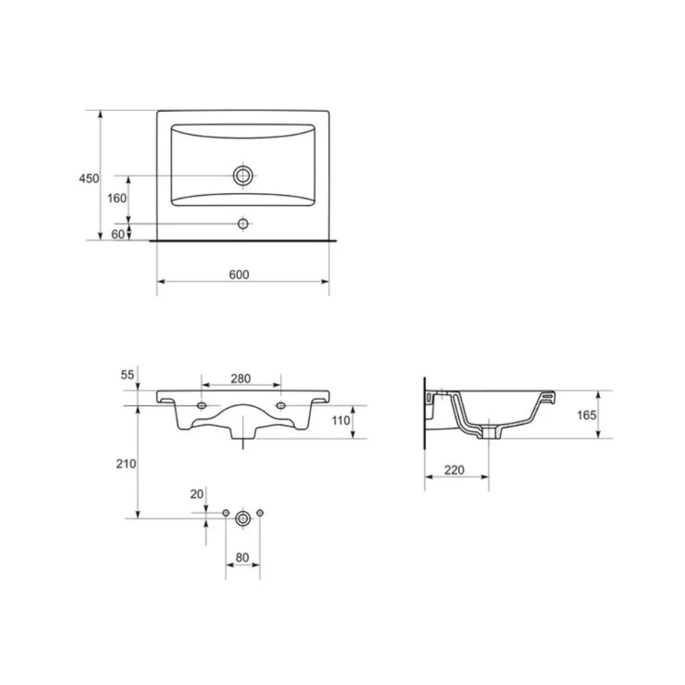 Masca Chiuvetă Baie Cersanit Set Stillo 60 Roșu (Bază+Lavoar) S575-010