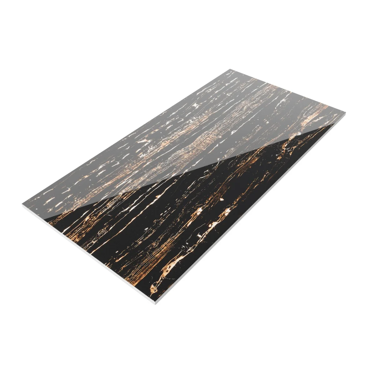 Gresie Exterior / Interior Portelanata Portoro Gold 60 x 120 Cm Lucioasa Rectificata Tip Marmura