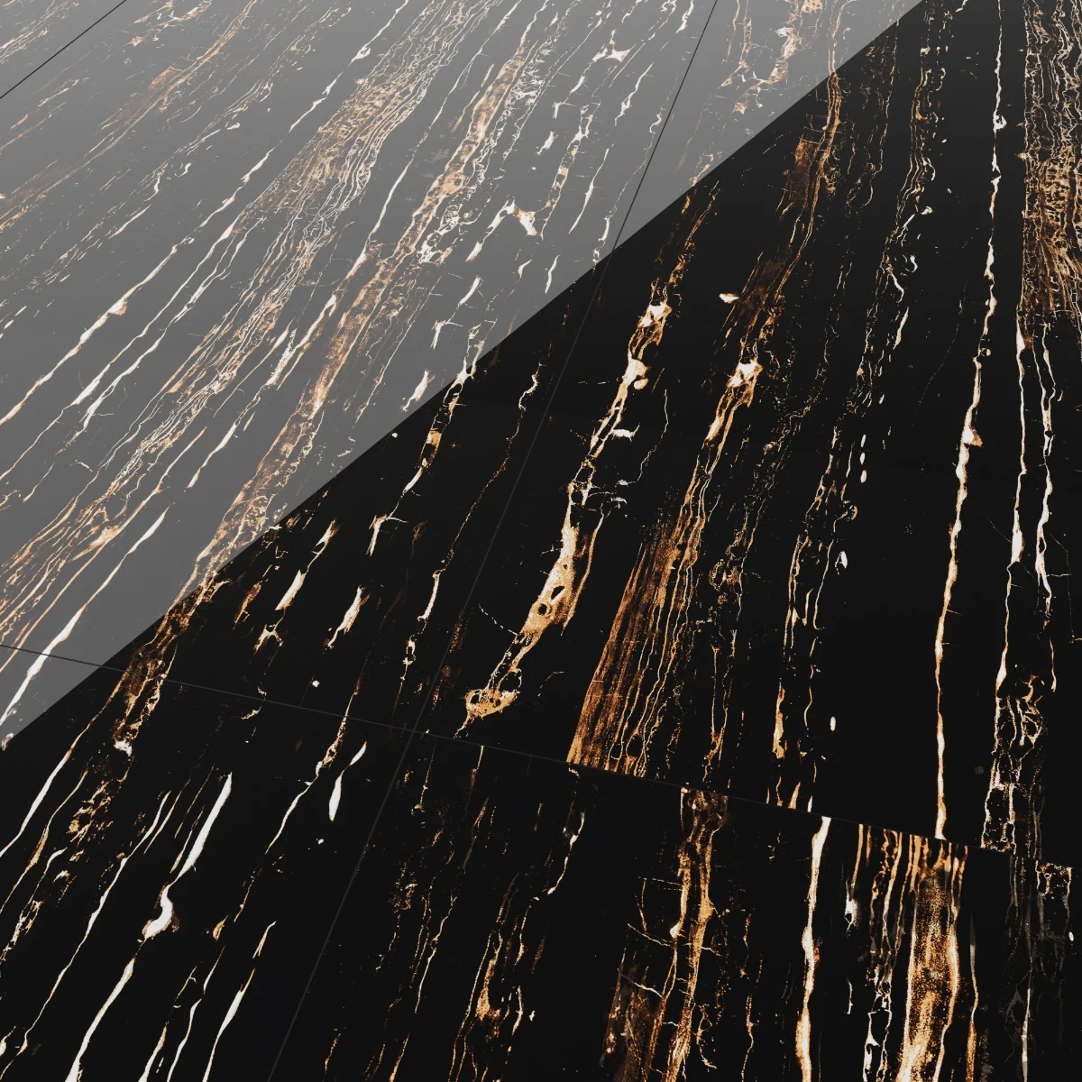 Gresie Exterior / Interior Portelanata Portoro Gold 60 x 120 Cm Lucioasa Rectificata Tip Marmura