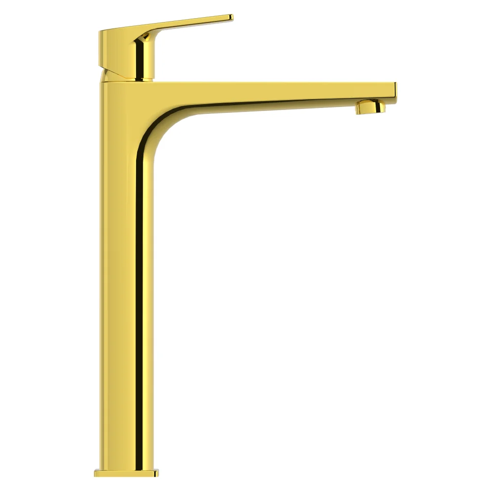 Baterie Inalta Lavoar Celesta Aria Monocomanda Design Slim Montaj Stativ Auriu