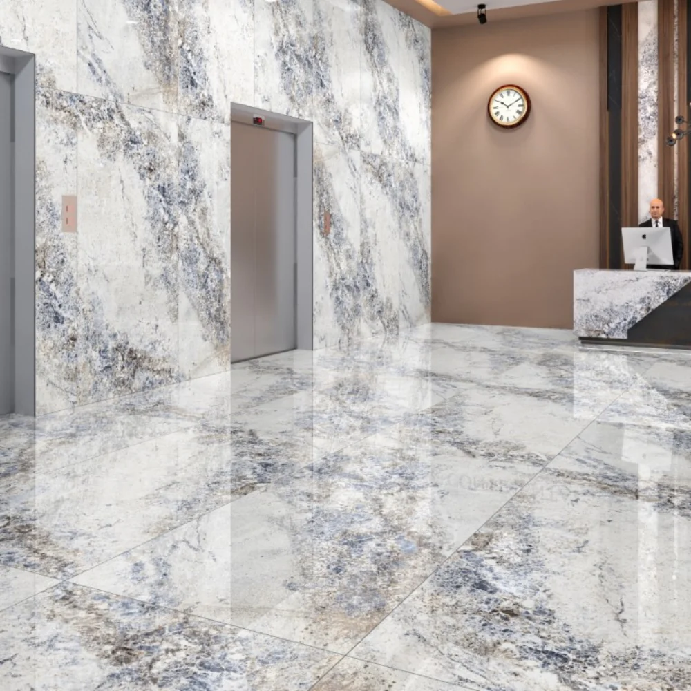 Gresie Exterior / Interior Portelanata MJ White 120 x 240 cm Lucioasa Rectificata Tip Marmura