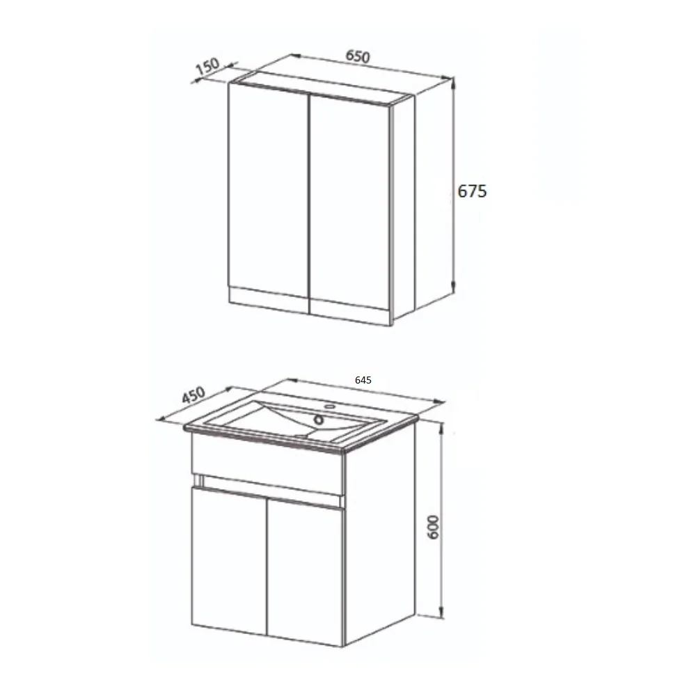Set Mobilier Baie Mona Suspendat 3 Piese Nuc 65 cm