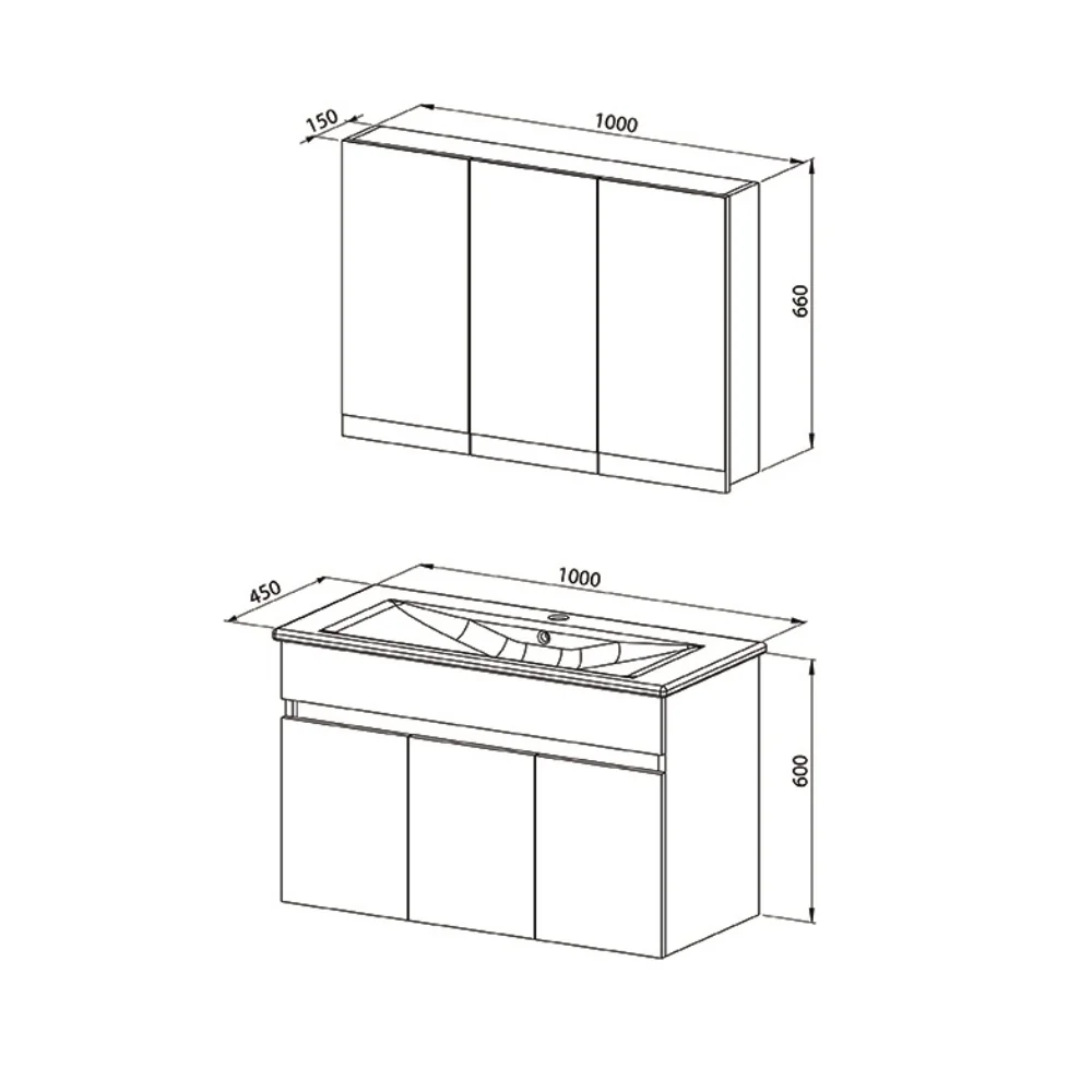 Set Mobilier Baie Mona 105 cm Walnut