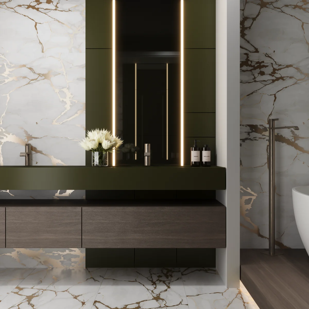 Gresie Exterior / Interior Portelanata Lotus Gold 60 x 120 cm Mata Rectificata Tip Marmura