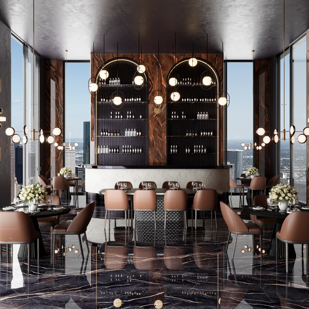 Gresie Exterior / Interior Portelanata Italian Armani Blue 60 x 120 cm Lucioasa Rectificata Tip Marmura